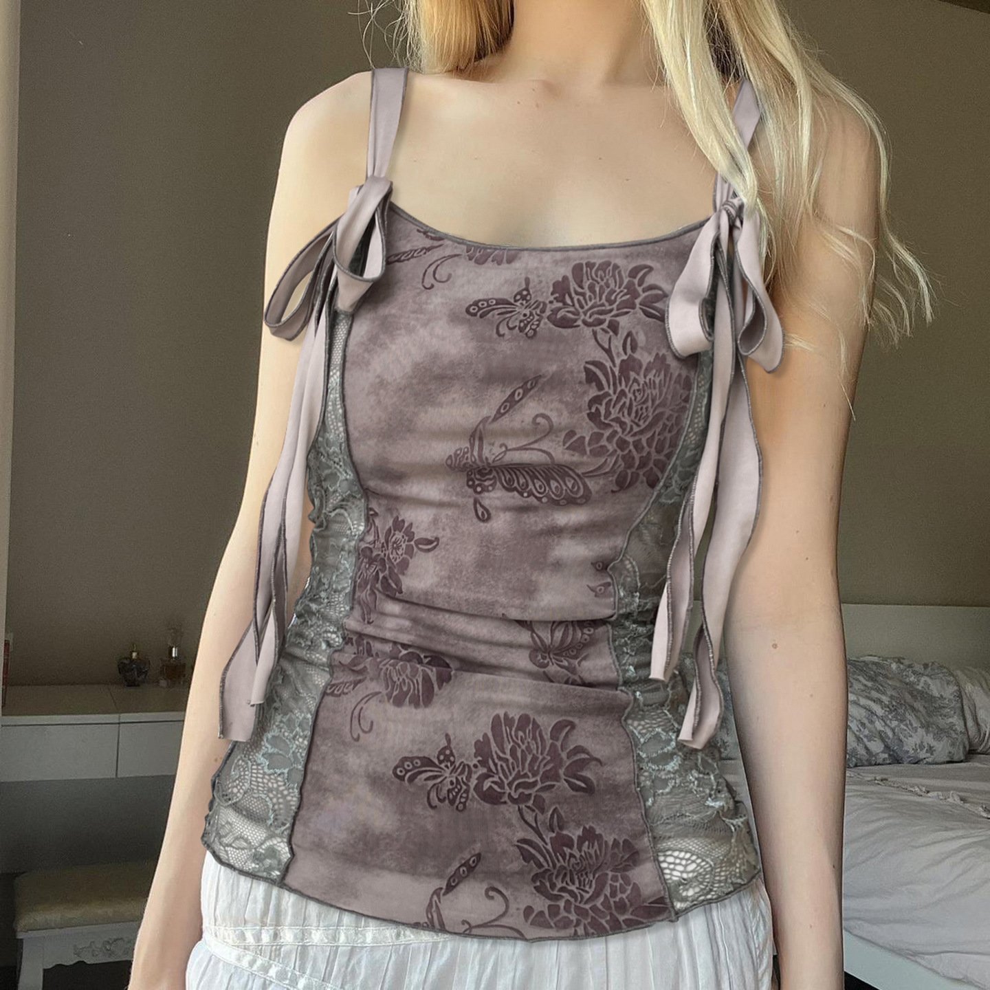 Vintage Women’s Floral Lace Strapless Top - Image 5