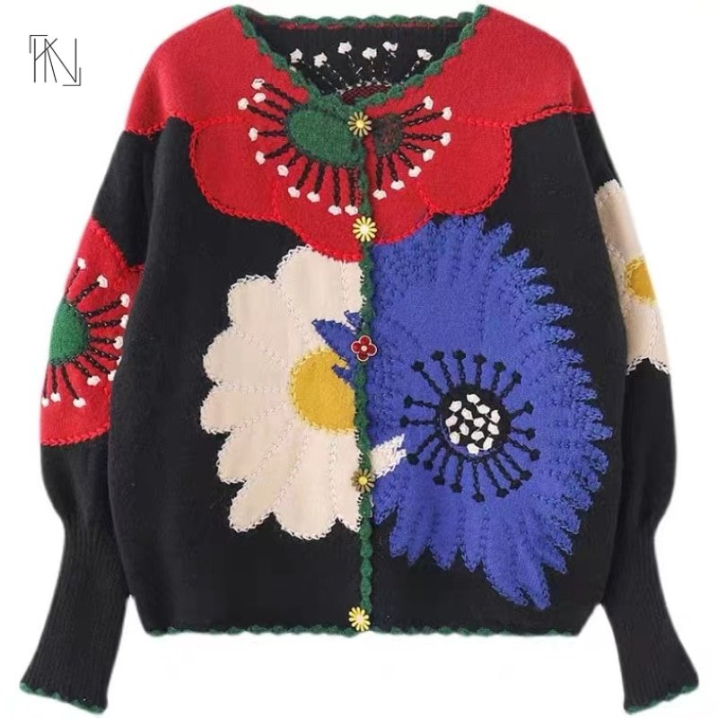 Women’s Floral Embroidered Knit Cardiga - Image 7